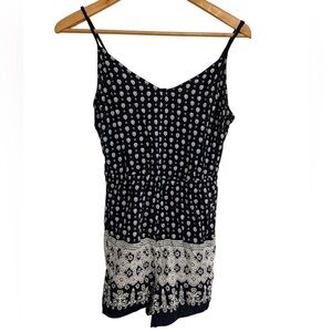 5/20$ Garage Navy Blue Boho Patterned Spaghetti Strap Onepiece size Small